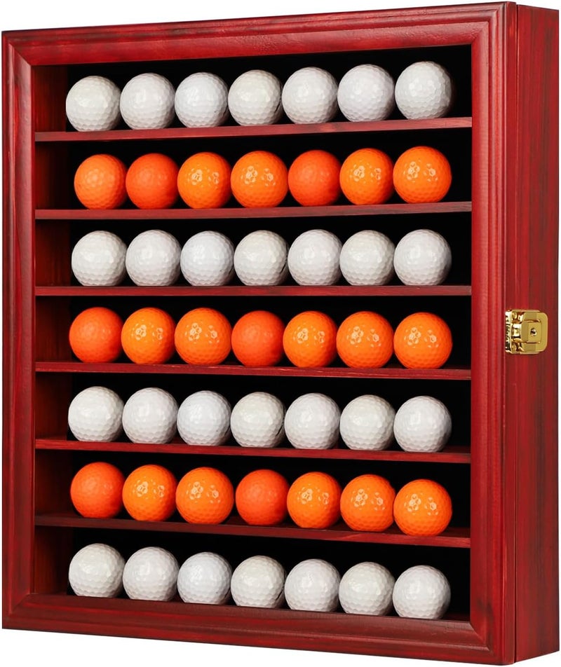 KCRasan Golf Ball Display Case - Wall Mounted Holder with Glass Door, Ideal Gift for Golf Enthusiasts - Image 1